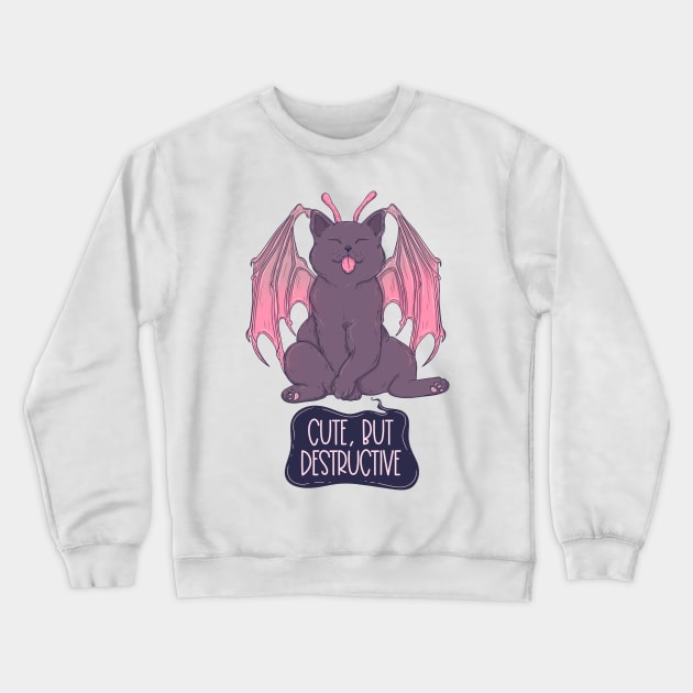 Cute but destructive cat Crewneck Sweatshirt by Jess Adams